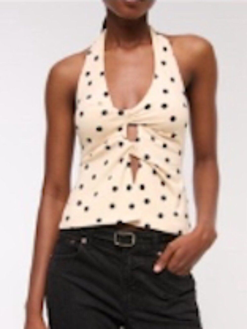 NWT Abercrombie & Fitch Polka Dot Twist Halter Cut Out Top - Size S - Picture 3 of 5